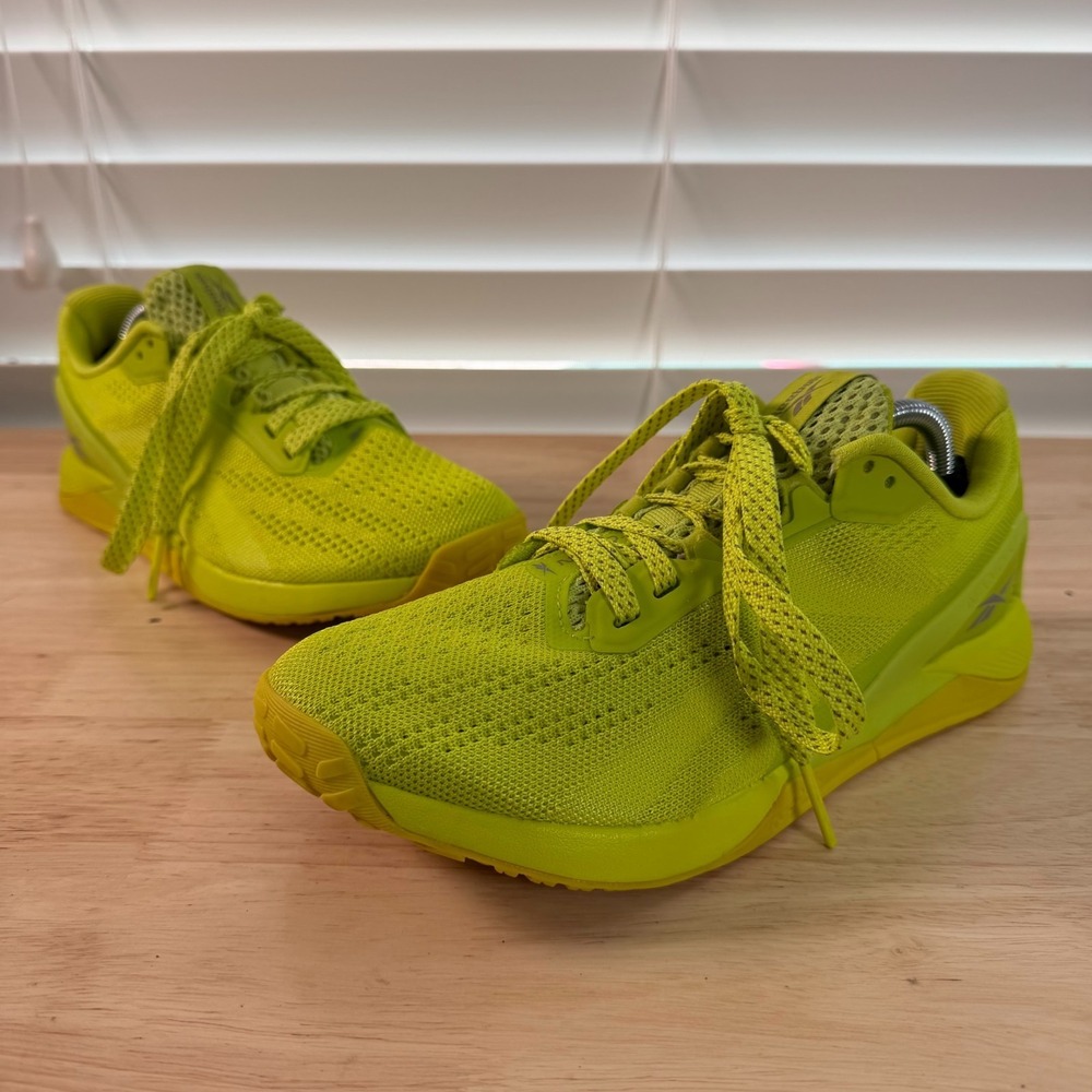 Reebok Nano X1 Sneakers Womens Acid Yellow Lace-Up Running Athletic Shoes 7 Neon